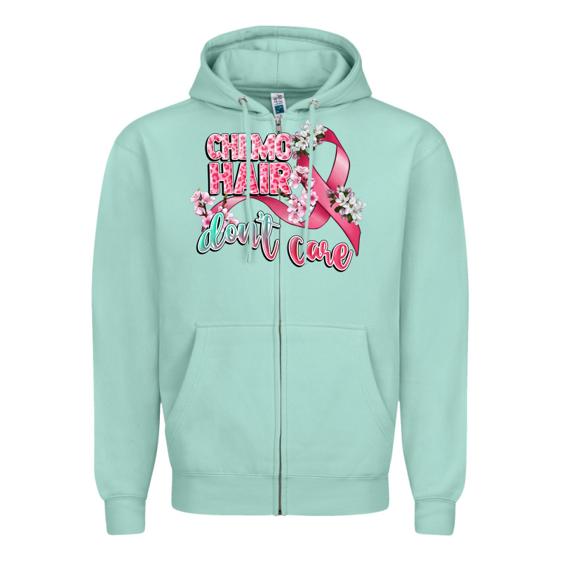 Chemo Hair Dont Care Zipper Hoodie by CowGirlArtShop | Teevron
