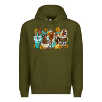 Army Green horses coffee cups Premium Hoodie - OliviaCreatesArt