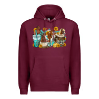 Burgundy horses coffee cups Premium Hoodie - OliviaCreatesArt
