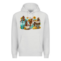 Dove Grey horses coffee cups Premium Hoodie - OliviaCreatesArt