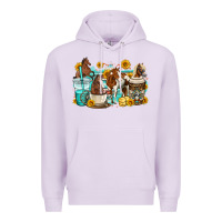 Lilac horses coffee cups Premium Hoodie - OliviaCreatesArt