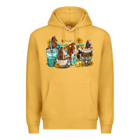 Mustard horses coffee cups Premium Hoodie - OliviaCreatesArt