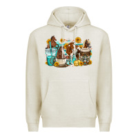 Oatmeal Heather horses coffee cups Premium Hoodie - OliviaCreatesArt