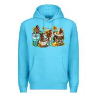 Ocean Blue horses coffee cups Premium Hoodie - OliviaCreatesArt