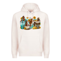 Pale Pink horses coffee cups Premium Hoodie - OliviaCreatesArt