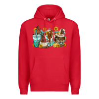 Red horses coffee cups Premium Hoodie - OliviaCreatesArt