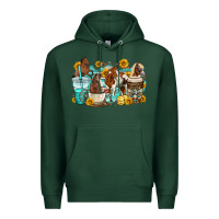 Sports Green horses coffee cups Premium Hoodie - OliviaCreatesArt