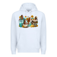White horses coffee cups Premium Hoodie - OliviaCreatesArt