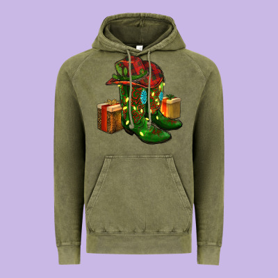 Cowboy Hat With Boots Christmas Vintage Hoodie Designed By Ranaportraitstore
