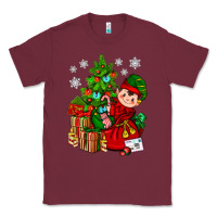 Burgundy Santa's Elf Christmas Classic Tee - BundleAndBundleShop