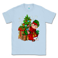 Dusty Blue Santa's Elf Christmas Classic Tee - BundleAndBundleShop