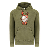 Vintage Olive Baseball Easter Bunny Vintage Hoodie - BundleAndBundleShop