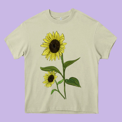 Buttercream Sunflower Heavy Core Tee Designed By Lillyallendesigns