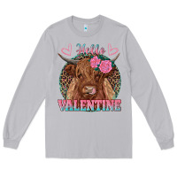 Moon Dust hello valentine highland cow Long Sleeve Tee - RanaPortraitStore