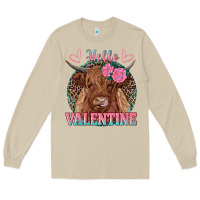 Mushroom hello valentine highland cow Long Sleeve Tee - RanaPortraitStore