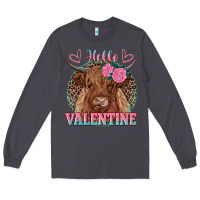 Smoke hello valentine highland cow Long Sleeve Tee - RanaPortraitStore