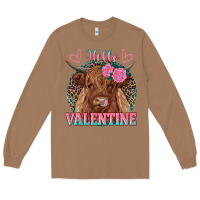 Toasted Coconut hello valentine highland cow Long Sleeve Tee - RanaPortraitStore