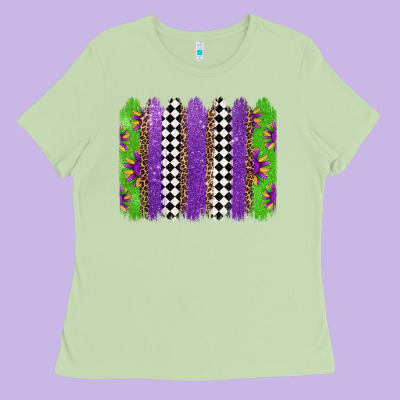 Mardi Gras Brushstrokes Ladies Tee Designed By Jasminsmagicworld