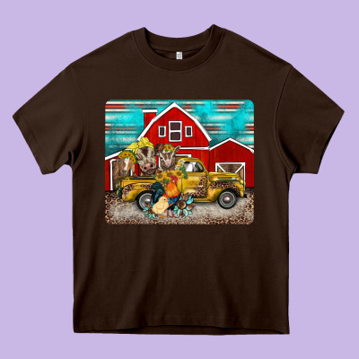 Western Truck Farm Animals Mousepad Heavy Core Tee Designed By Barkaloodesign