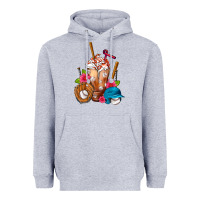 Heather Grey Baseball Frappe Heavyweight Hoodie - FaDigitalArtStudio