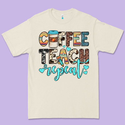 Coffee Teach Repeat Premium Tee Designed By Jahusdesignshop