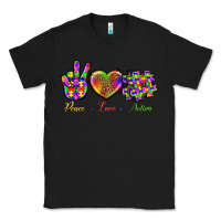 Black Peace Love Autism Classic Tee - BundleAndBundleShop