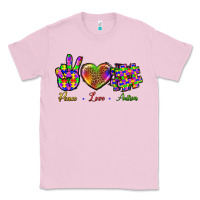 Bubblegum Pink Peace Love Autism Classic Tee - BundleAndBundleShop