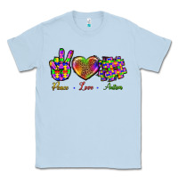 Dusty Blue Peace Love Autism Classic Tee - BundleAndBundleShop