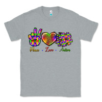 Heather Grey Peace Love Autism Classic Tee - BundleAndBundleShop