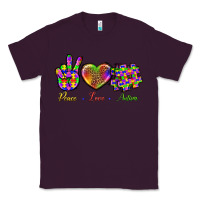 Plum Peace Love Autism Classic Tee - BundleAndBundleShop
