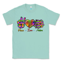 Seafoam Peace Love Autism Classic Tee - BundleAndBundleShop