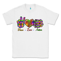 White Peace Love Autism Classic Tee - BundleAndBundleShop