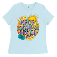 Baby Blue Here comes the sun Ladies Tee - NancyCooperArtShop