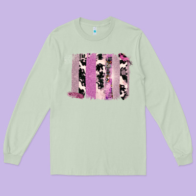 Purple Glitter Cowhide Pattern Brushstrokes Long Sleeve Tee Designed By Bettercallsaul