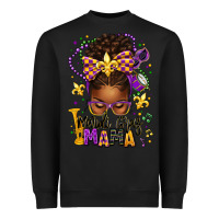 Black mardi gras mama afro messy bun Heavyweight Sweatshirt - texasbilliewilder