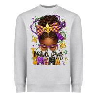 Mardi Gras Mama Afro Messy Bun Heavyweight Sweatshirt | Teevron
