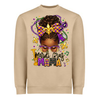 Mushroom mardi gras mama afro messy bun Heavyweight Sweatshirt - texasbilliewilder