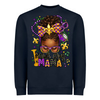 Navy mardi gras mama afro messy bun Heavyweight Sweatshirt - texasbilliewilder