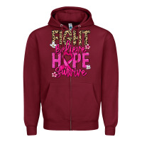 Burgundy Fight believe hope survive Cancer Awareness Zipper Hoodie - HowdyJamesFarm