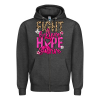 Charcoal Heather Fight believe hope survive Cancer Awareness Zipper Hoodie - HowdyJamesFarm