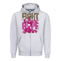 Heather Grey Fight believe hope survive Cancer Awareness Zipper Hoodie - HowdyJamesFarm