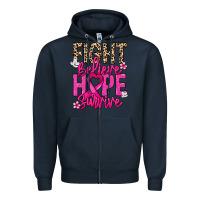 Navy Fight believe hope survive Cancer Awareness Zipper Hoodie - HowdyJamesFarm
