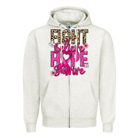 Oatmeal Heather Fight believe hope survive Cancer Awareness Zipper Hoodie - HowdyJamesFarm