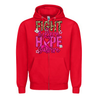 Red Fight believe hope survive Cancer Awareness Zipper Hoodie - HowdyJamesFarm