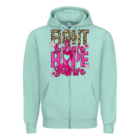 Seafoam Fight believe hope survive Cancer Awareness Zipper Hoodie - HowdyJamesFarm