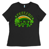 Black Feeling lucky with rainbow Ladies Tee - RanaPortraitStore