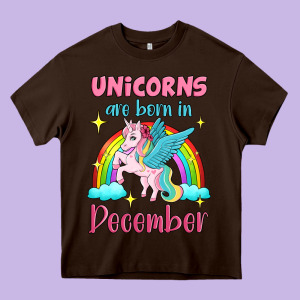 Unicorns Are Born In December Heavy Core Tee Designed By Jasminsmagicworld