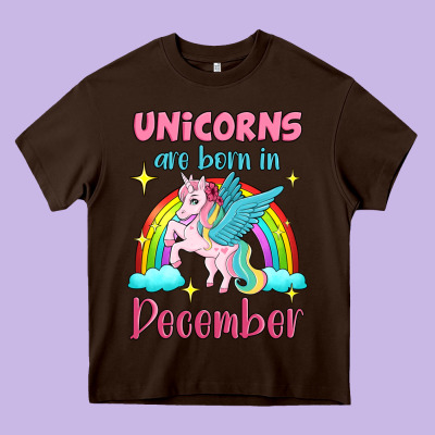 Unicorns Are Born In December Heavy Core Tee Designed By Jasminsmagicworld