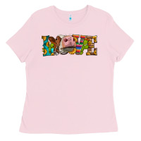 Bubblegum Pink Western Love Simmental Cow Ladies Tee - LillyAllenDesigns