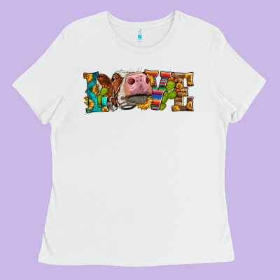 Western Love Simmental Cow Ladies Tee Designed By Lillyallendesigns